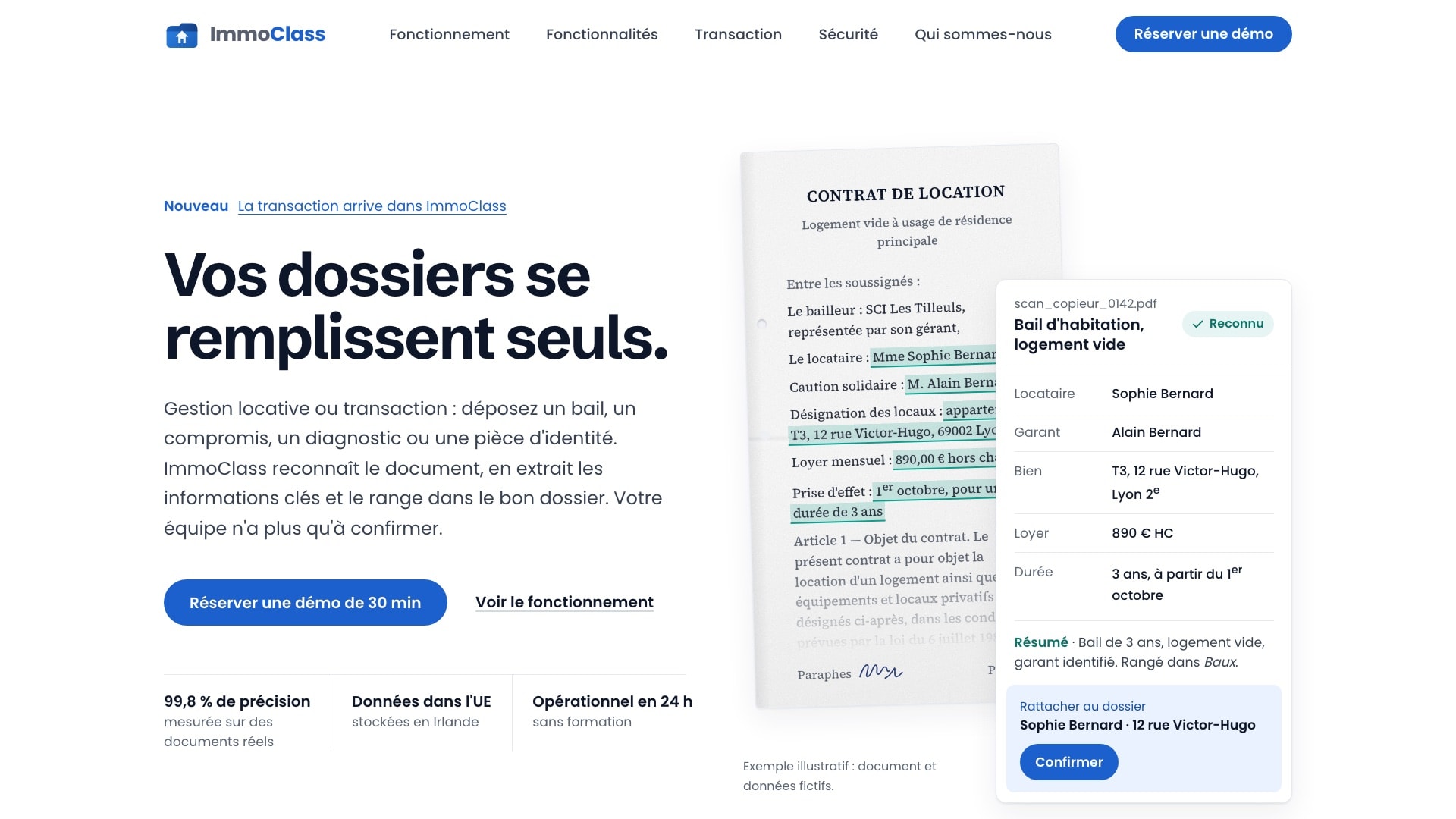 Aperçu de la landing page SaaS ImmoClass